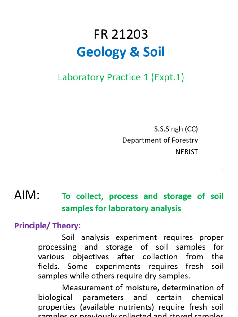 FR 21203 Expt 1 Collection & Preparation of Soil Samples. | PDF | Soil ...