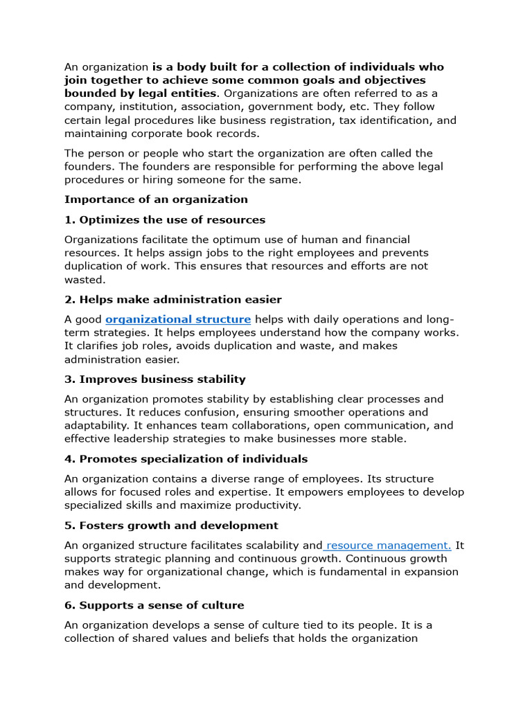 ORGANIZATION | PDF | Organizational Structure | Goal