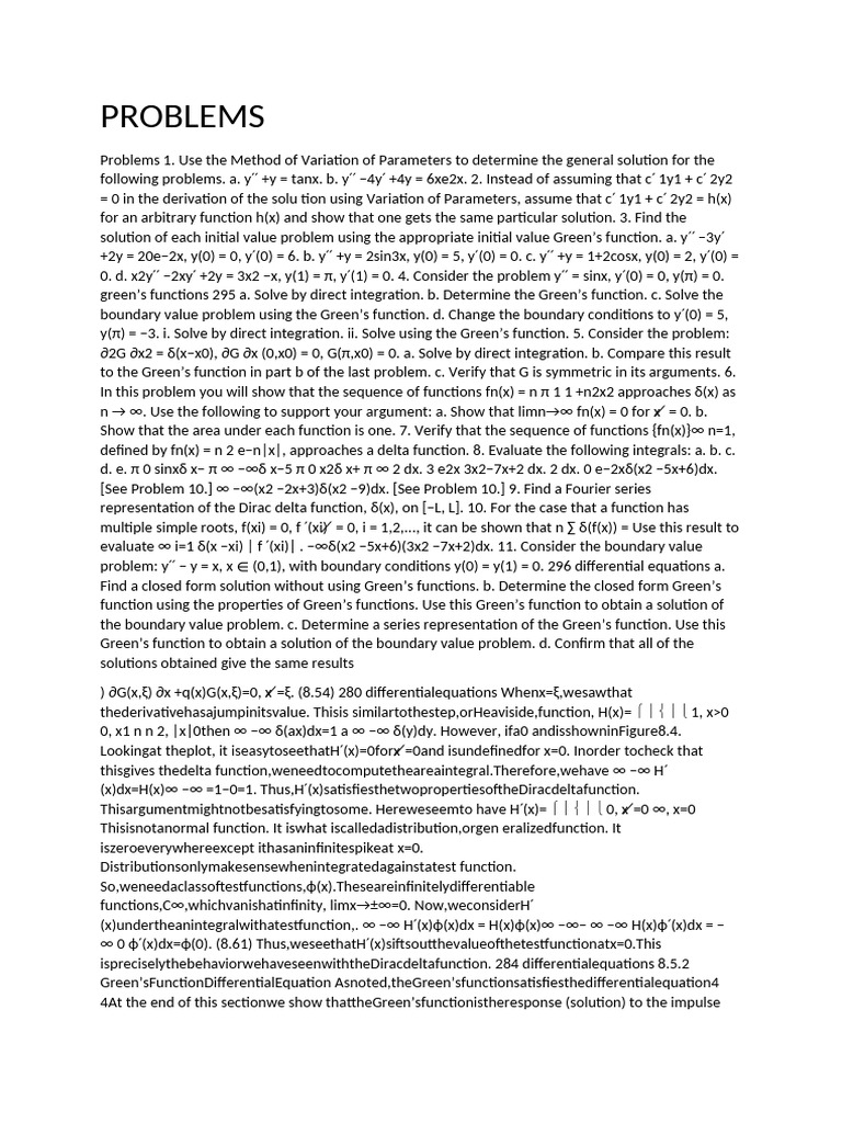 PROBLEMS | PDF | Green's Function | Physics