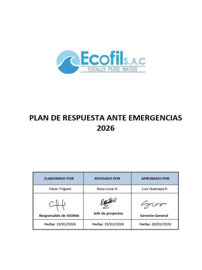 Plan de Respuesta Ante Emergencias | PDF | Entorno natural | Primeros ...
