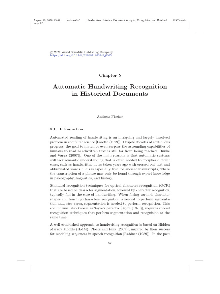 Automatic Handwriting Recognition in Historical Documents. in ...