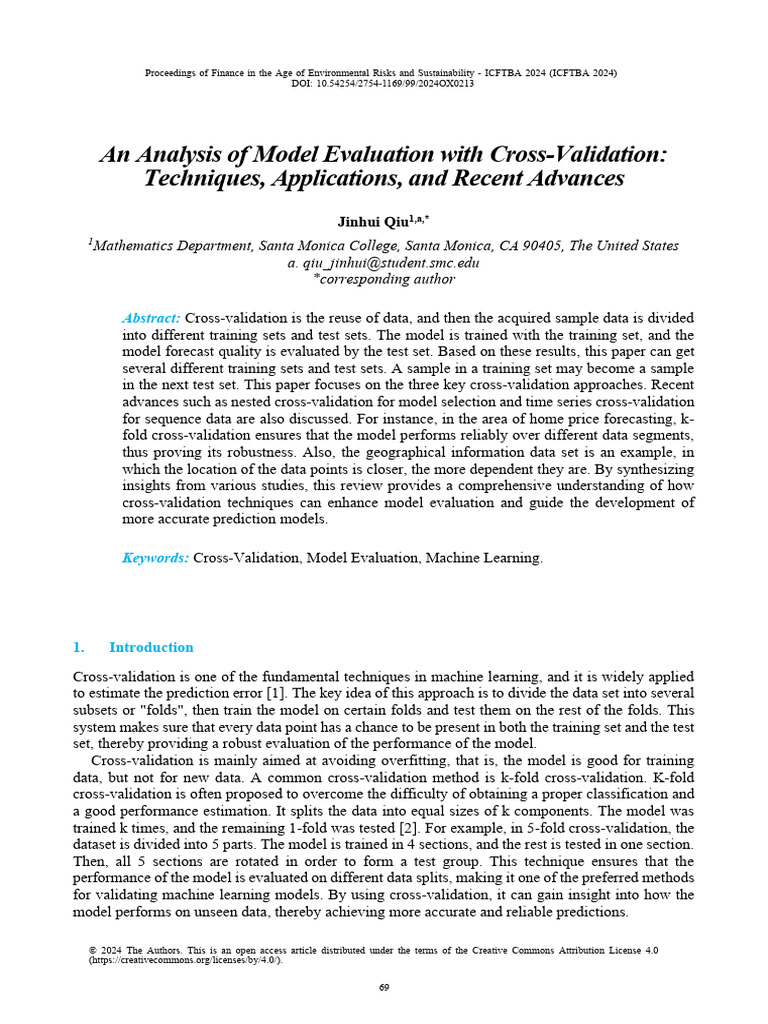 An Analysis of Model Evaluation With Cross-Validat | PDF | Cross ...