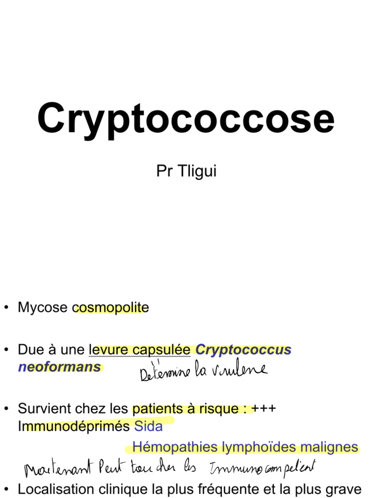 Cours Cryptococcose TLIGUI | PDF | Immunodéficience | VIH