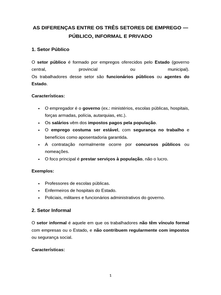 As Diferenças Entre Os Três Setores de Emprego | PDF | Emprego | Impostos