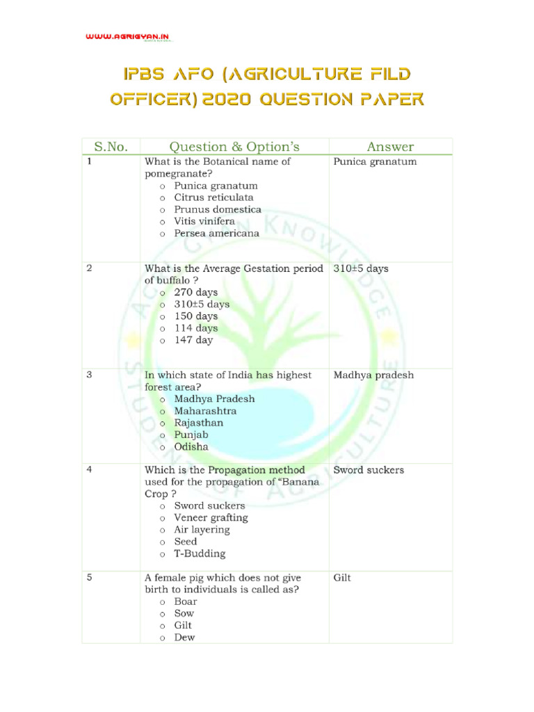 Ibps Afo Question Paper 2020 | PDF