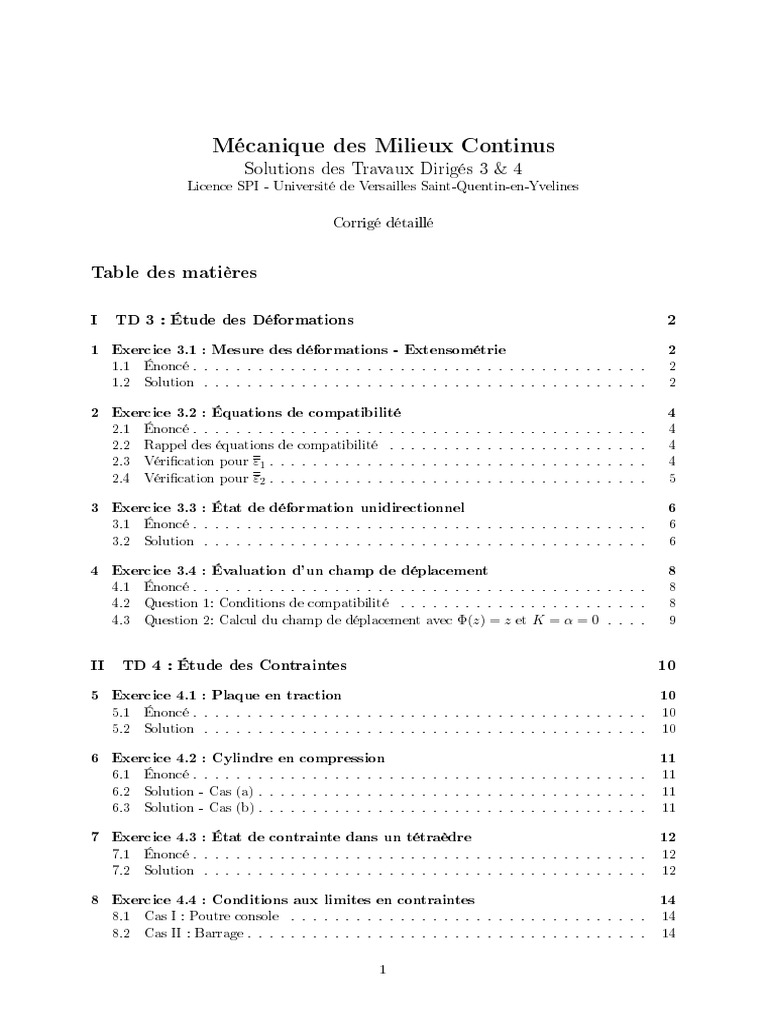 TD MMC Solutions | PDF | Pression | Mécanique du solide