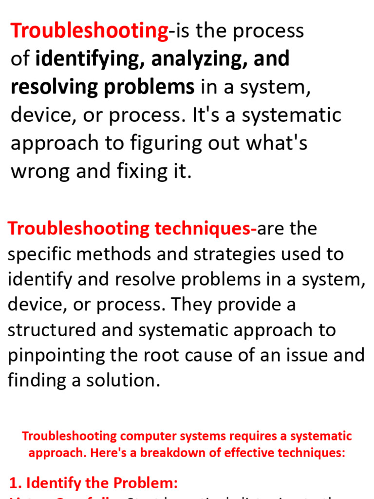 Troubleshooting Techniques | PDF | Troubleshooting | System Software