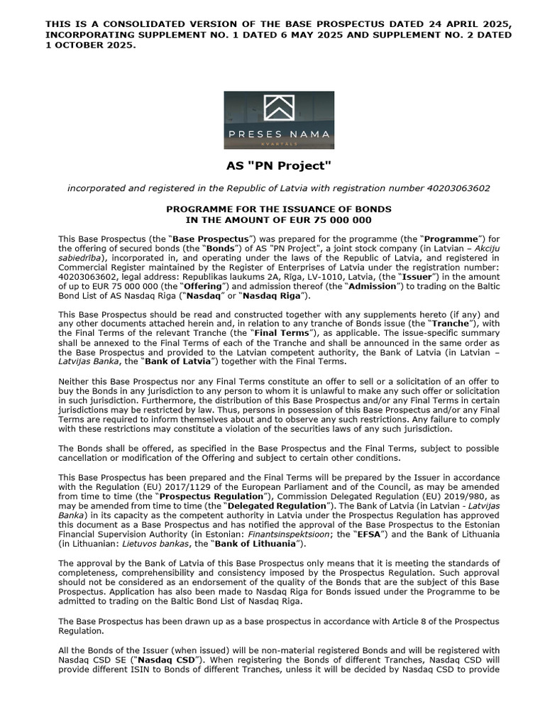 As PN Project Base Prospectus Consolidated Version 01-10-2025 | PDF ...