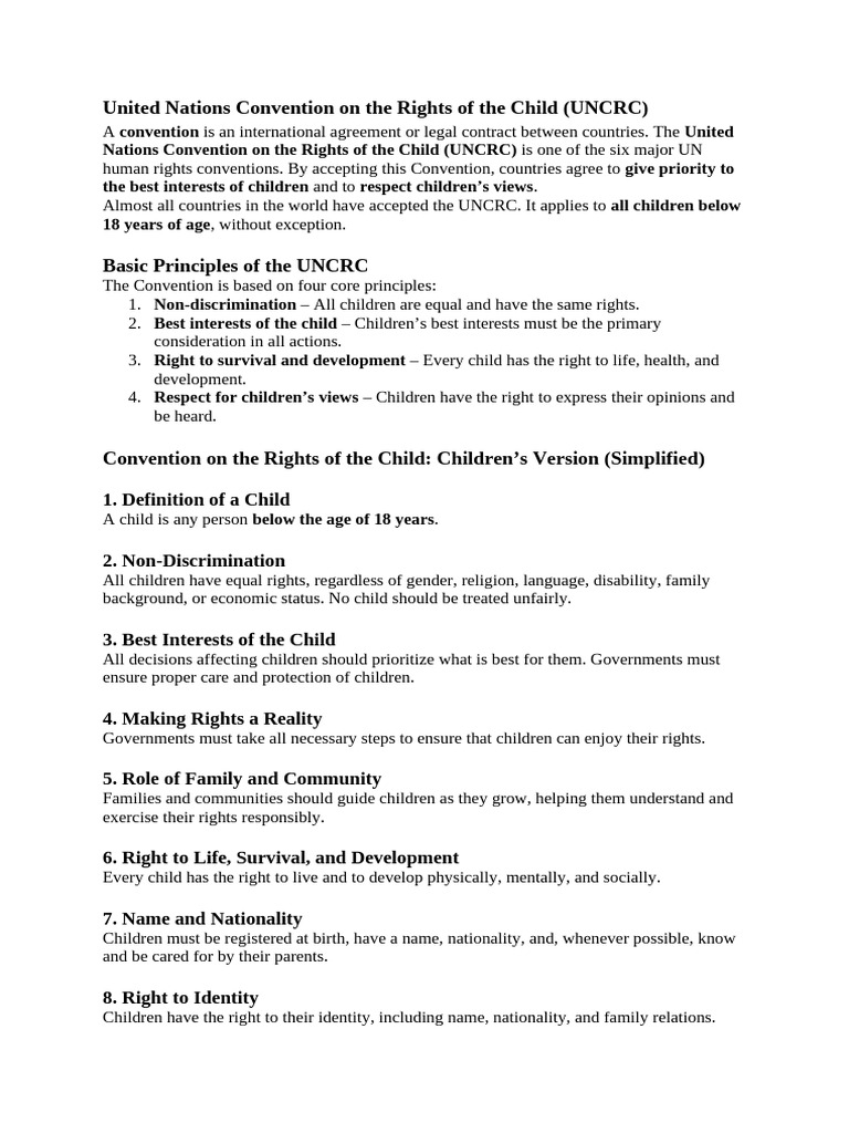 United Nations Convention On The Rights of The Child | PDF | Children's ...