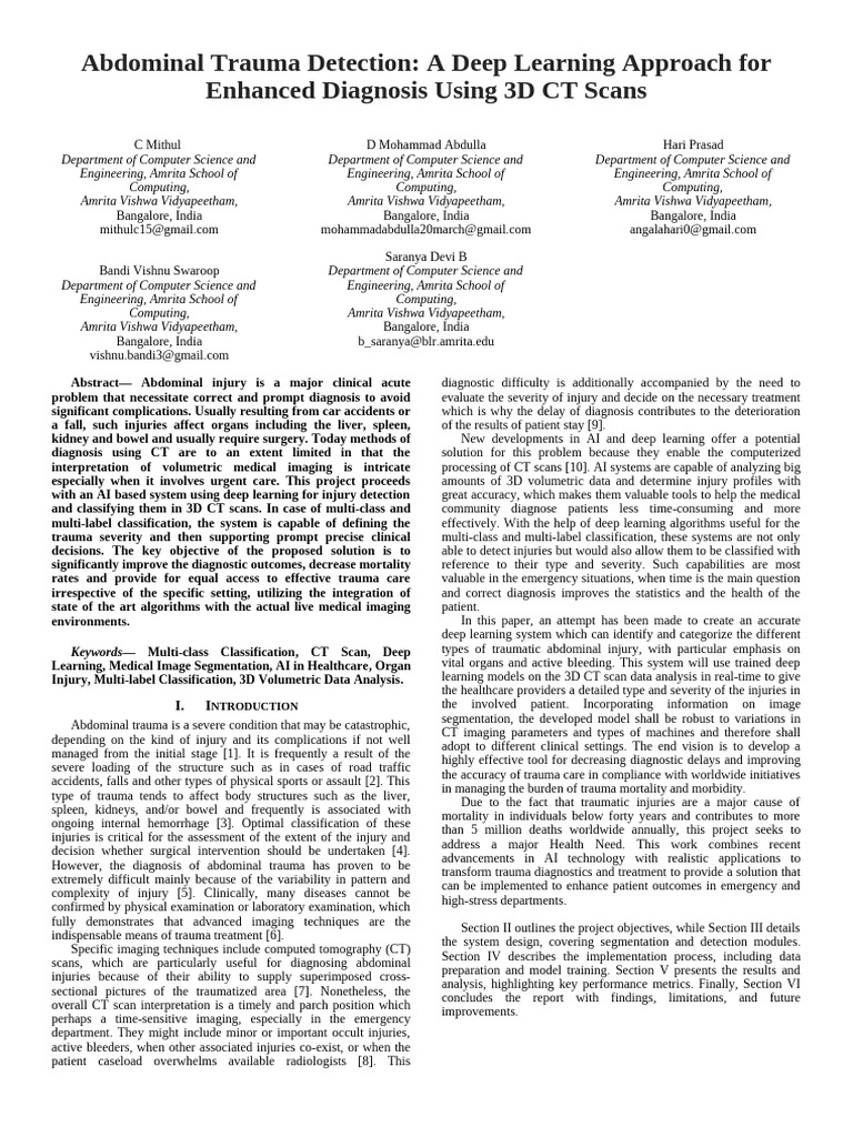 21UG164 Final Phase Ieee-Report | PDF | Major Trauma | Ct Scan