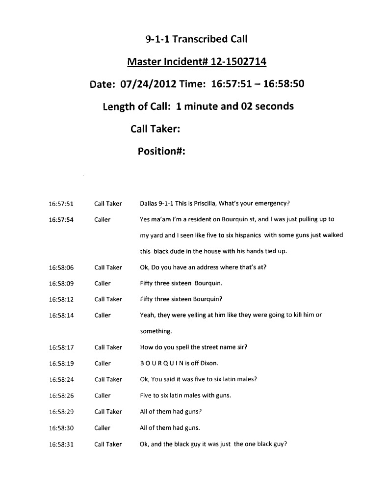 911 Call Transcript Before Officer-Involved Shooting | PDF | Foreign ...