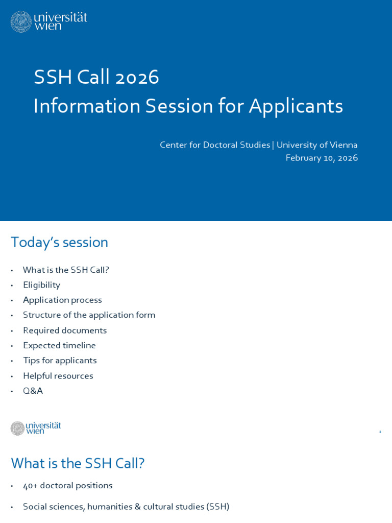 Info Session For Applicants SSH Call 2026 Final | PDF | Doctorate | Thesis