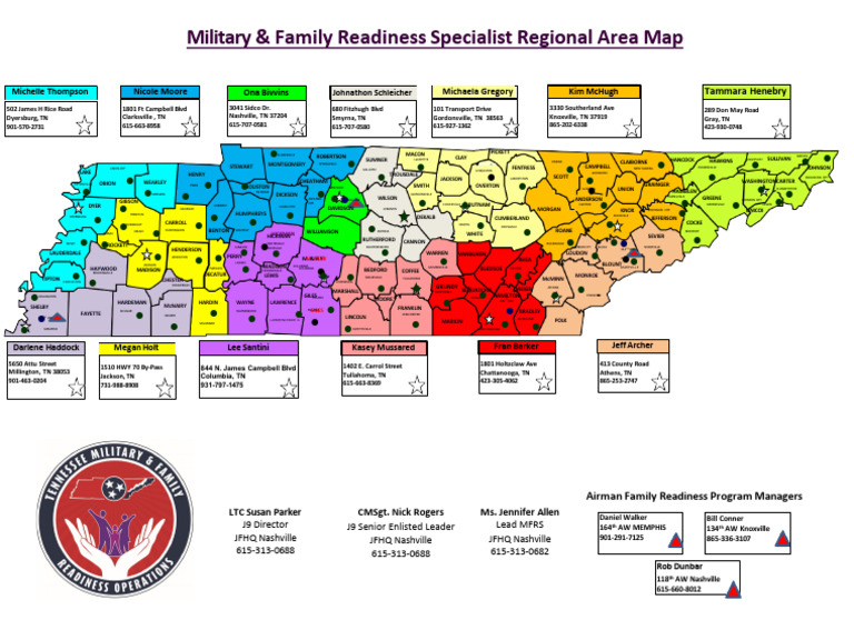 MFRS Family Assistance Centers Map 01OCT2025 | PDF | Tennessee General ...