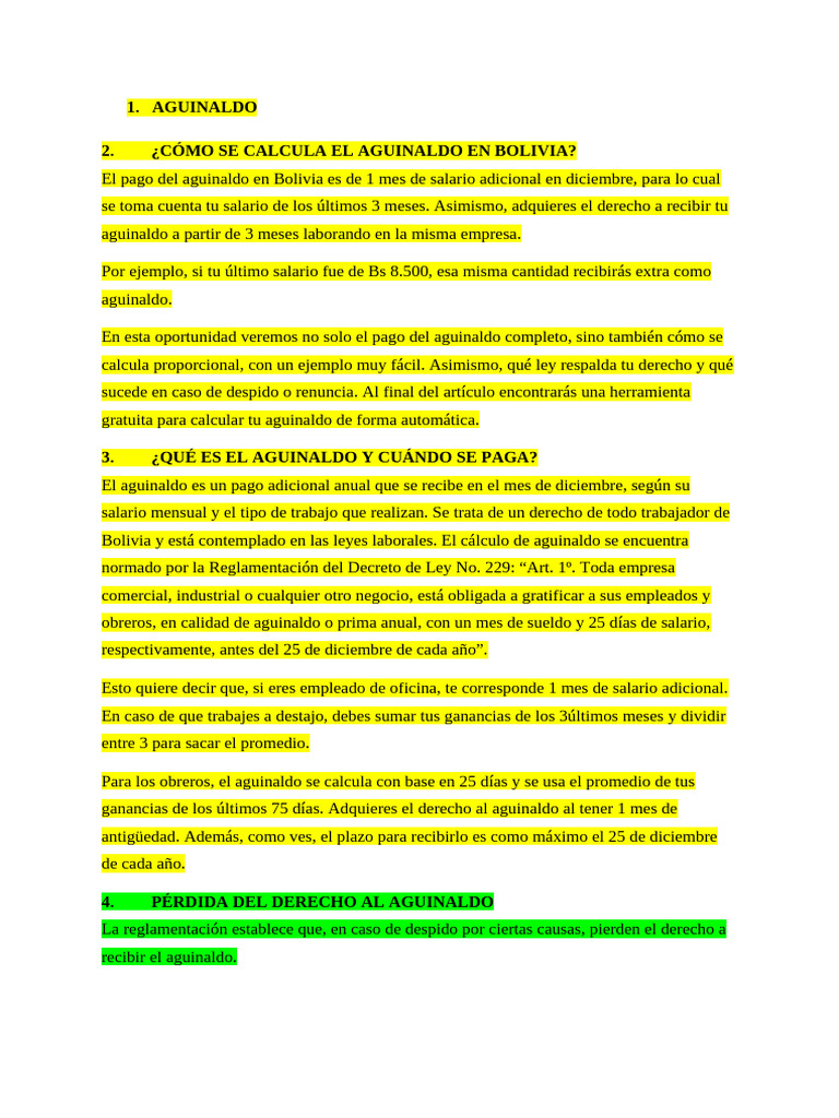 Aguinaldo | PDF | Salario | Pieza de trabajo