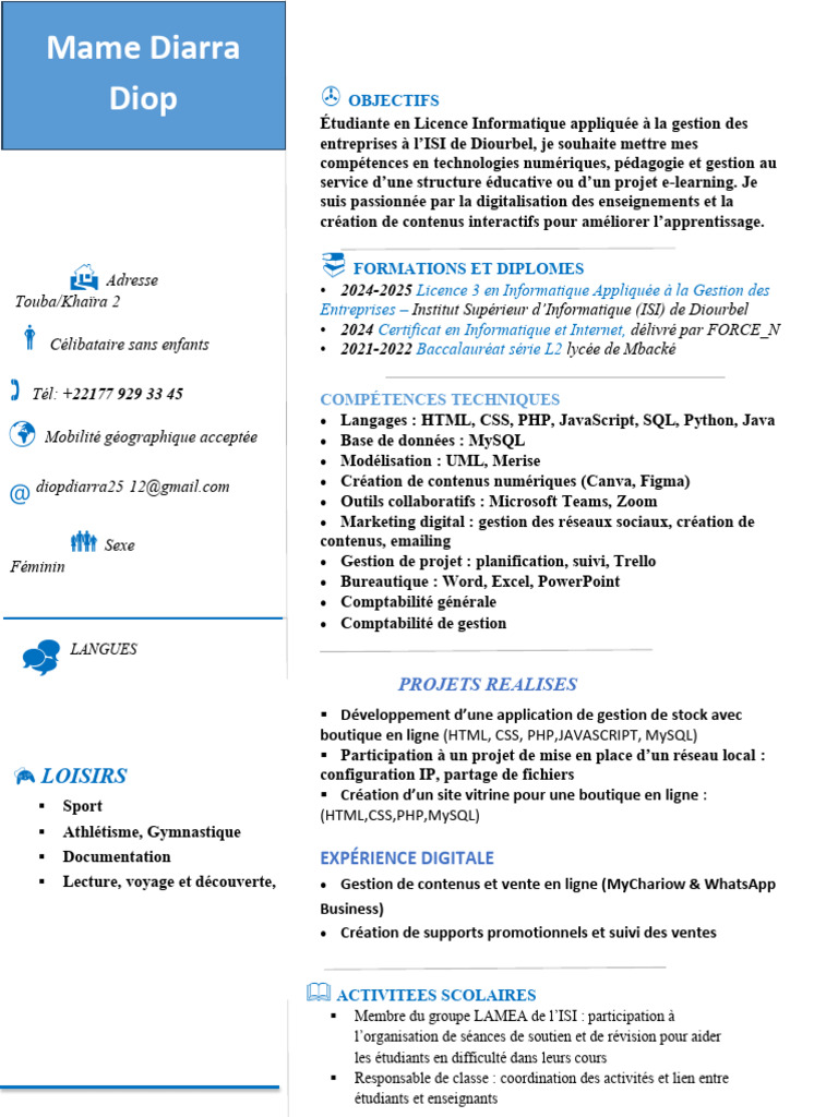 Mon CV | PDF | MySQL | PHP