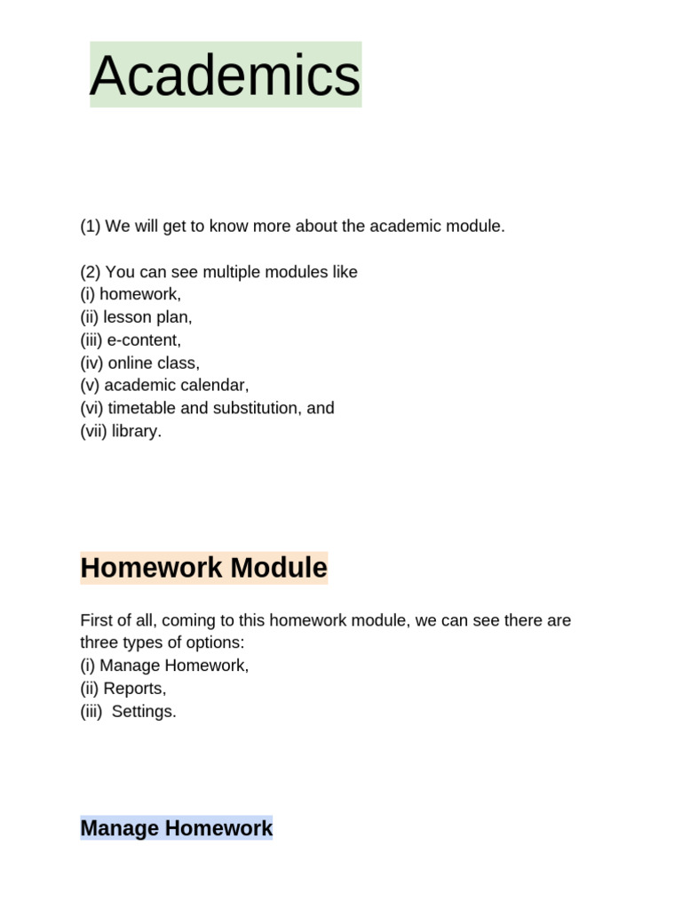 Academics - ERP Canvas | PDF | Homework | Software