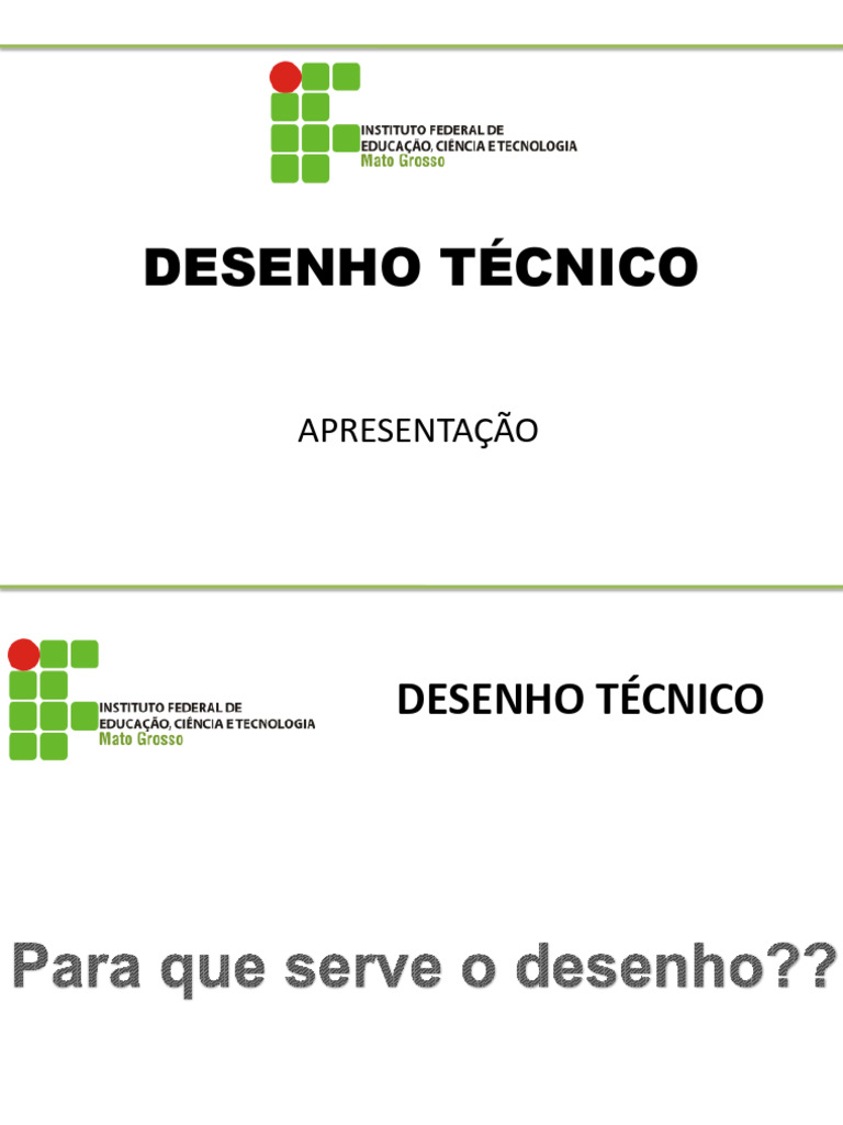 Aula 1 - Desenho Técnico - Apresentação | PDF | Desenho | Linha (Geometria)