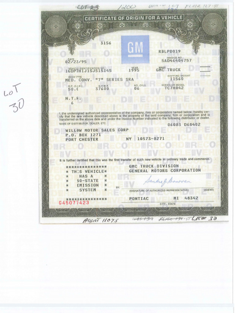 0197 Paperwork For Vehicle | PDF