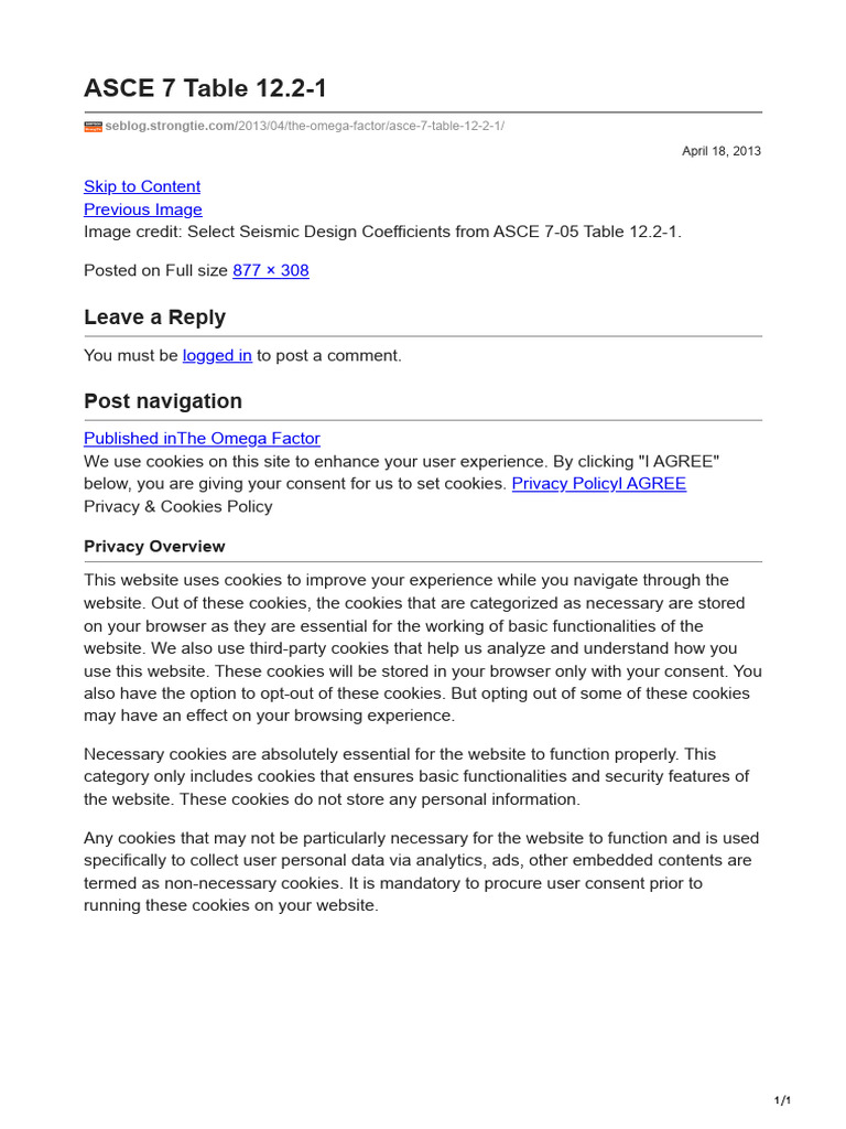 Asce 7 Table 12.2-1 | PDF