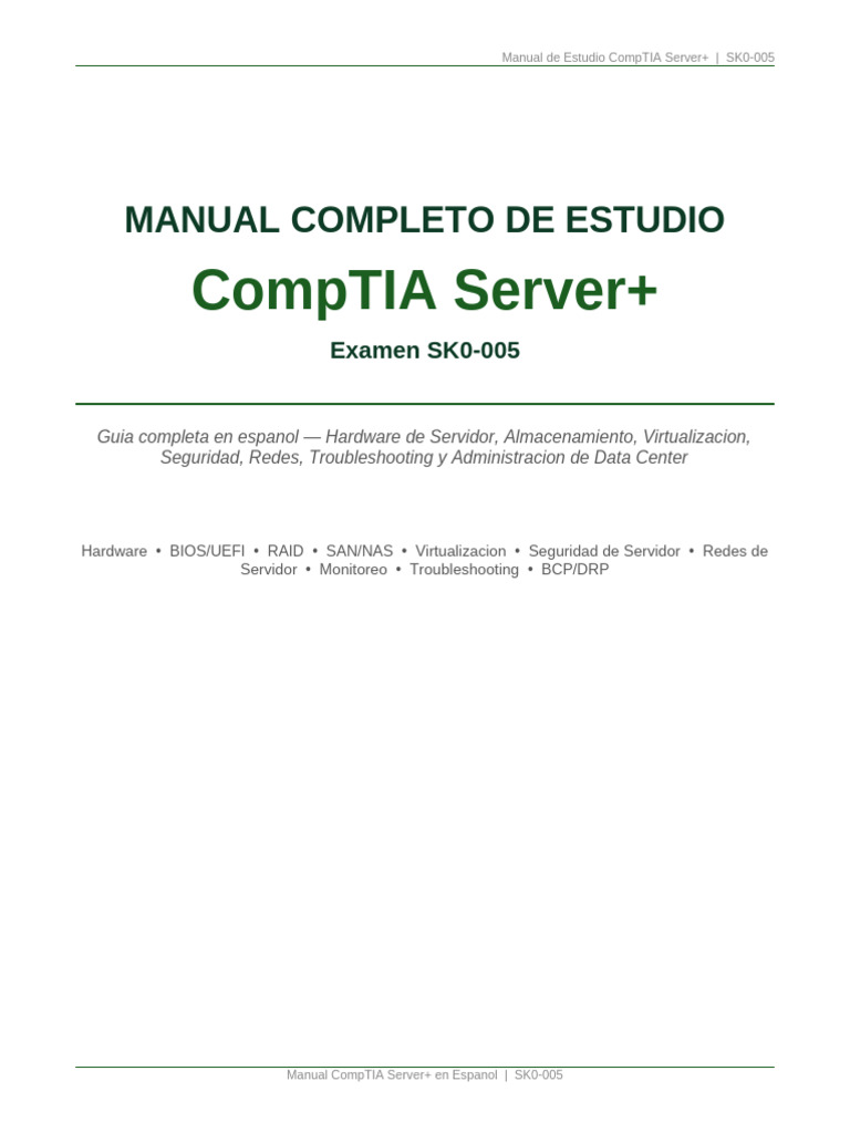 Manual CompTIA ServerPlus | PDF | Arranque | Tecnología de sistema ...