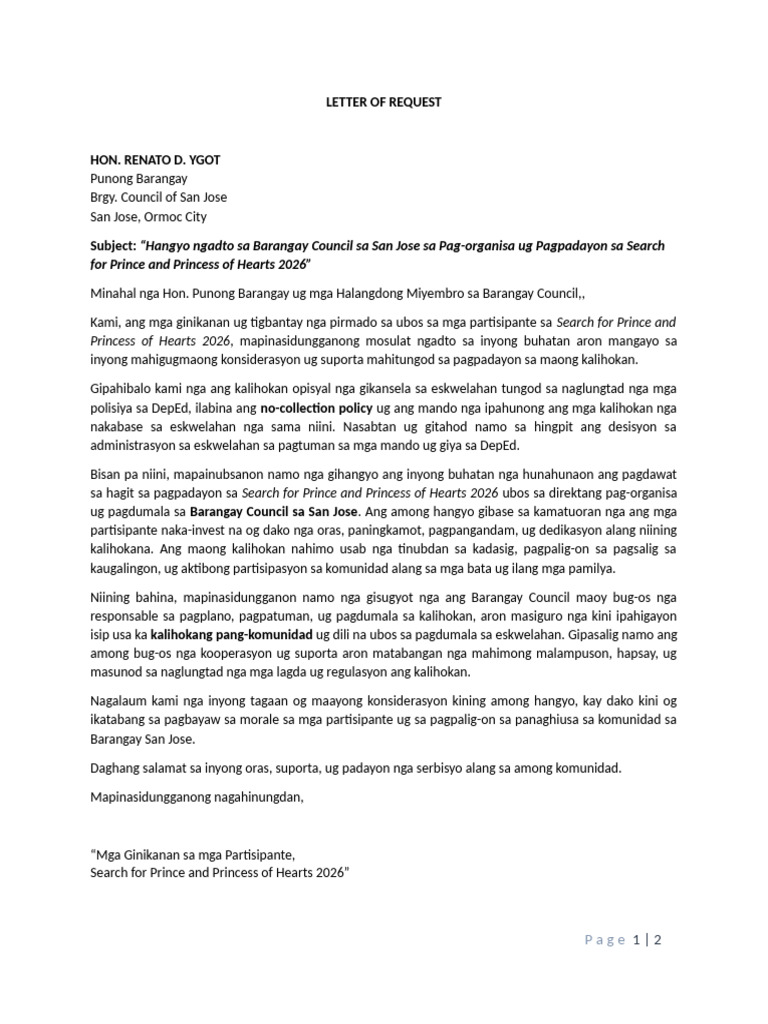 Letter of Request | PDF