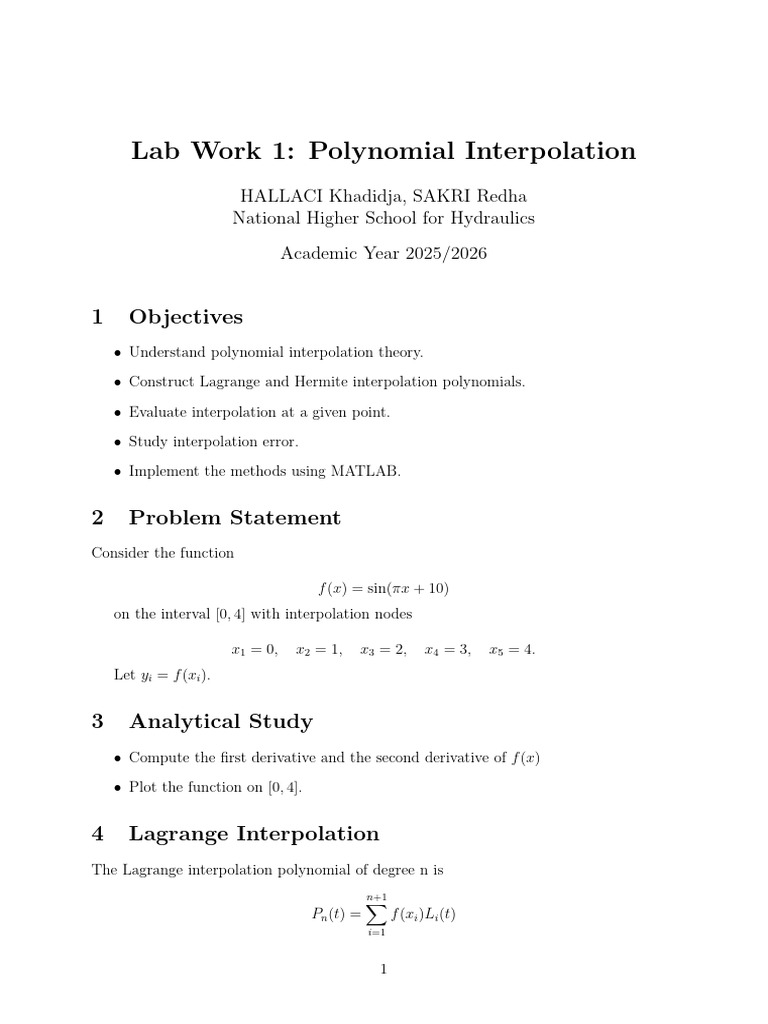 TP01 InterpolationPolynomial | PDF | Interpolation | Polynomial