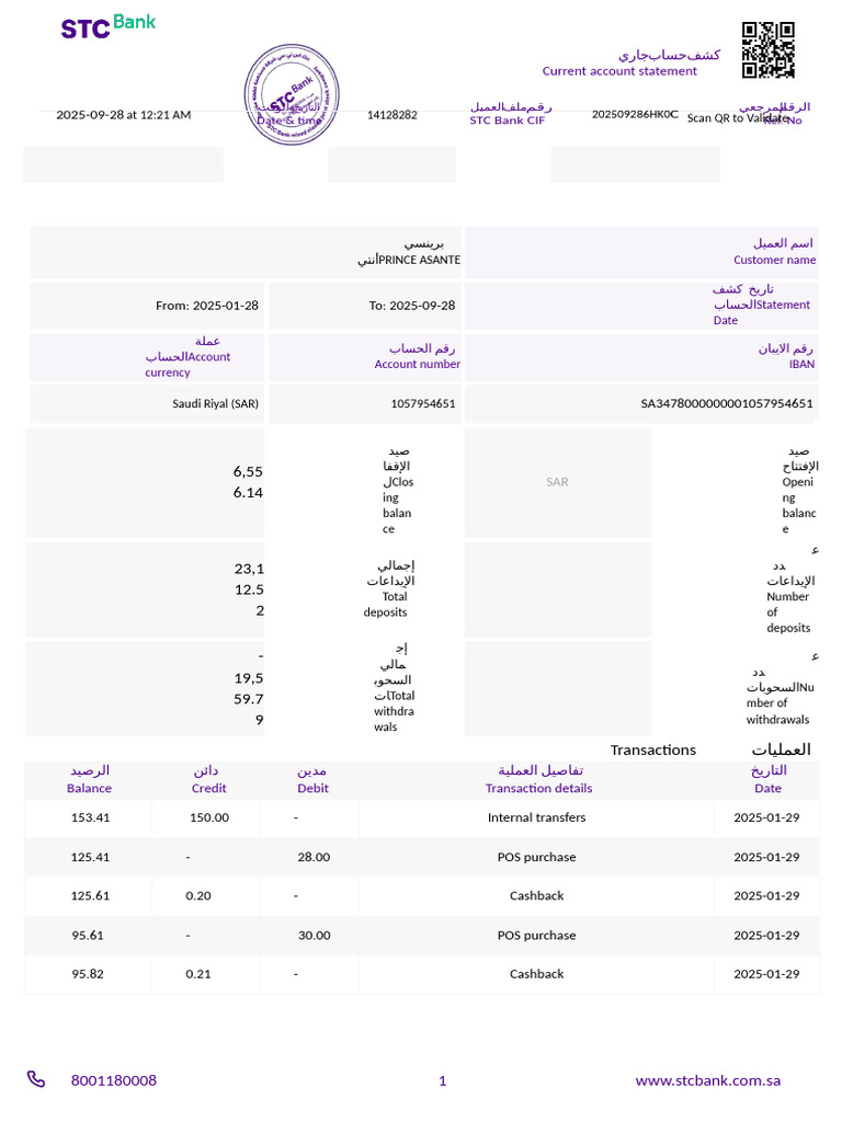 STC STC Account - Statement - 28.09.2025 | PDF | Credit Card ...