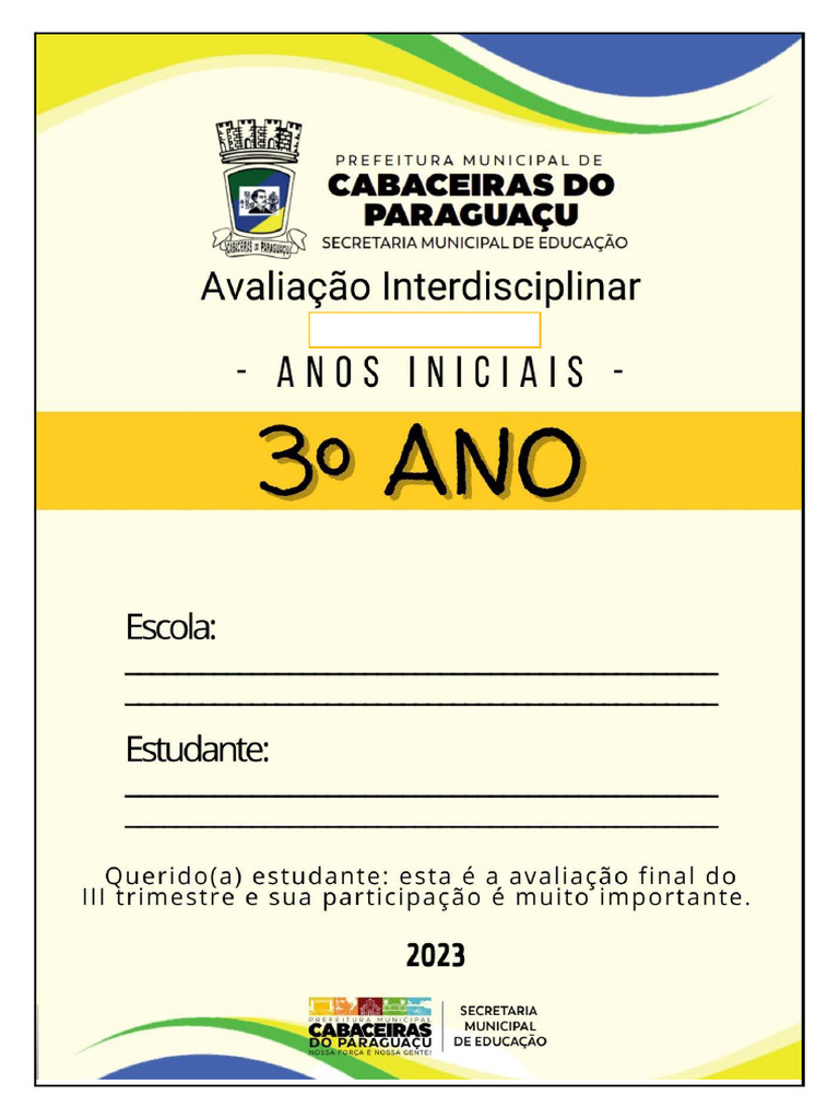 Avaliação Iii Trimestre 3° Ano | PDF | Cor