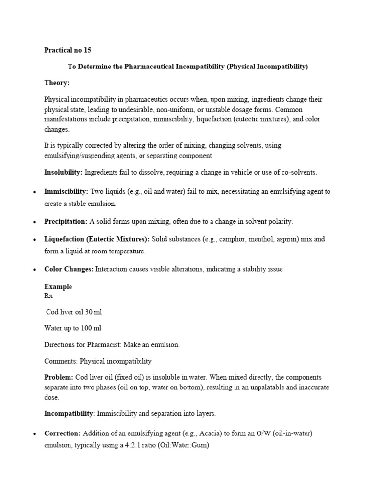 Dispensing Practical No 15 | PDF