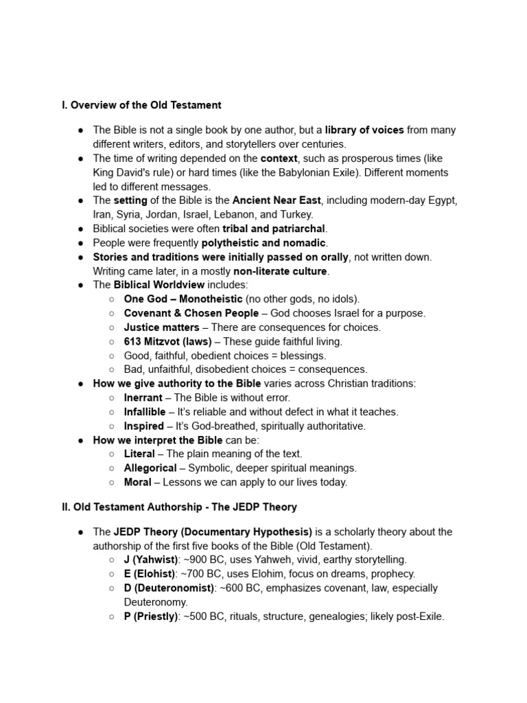 Gold Overview of The Old Testament Notes | PDF | Book Of Genesis | Ezra