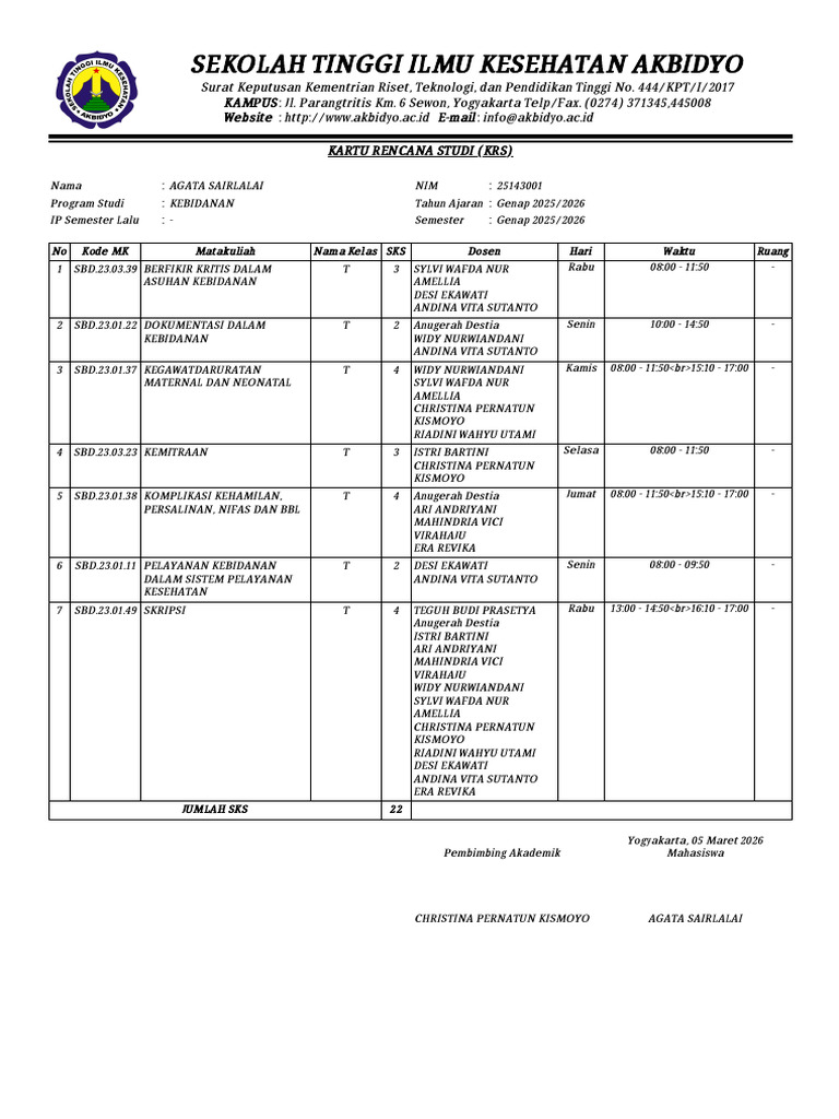 Perkuliahan - Kartu Rencana Studi - Portal Akademik v4 | PDF