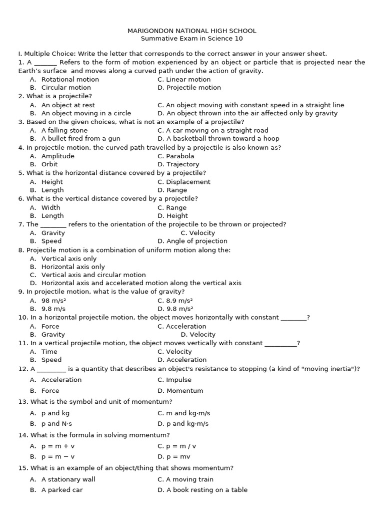 3rd quarter periodical test paper (1) | PDF | Collision | Chemical Bond
