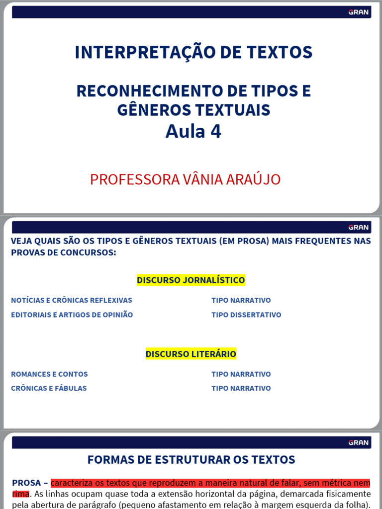 Reconhecimento de Tipos e Gêneros Textuais IIII | PDF