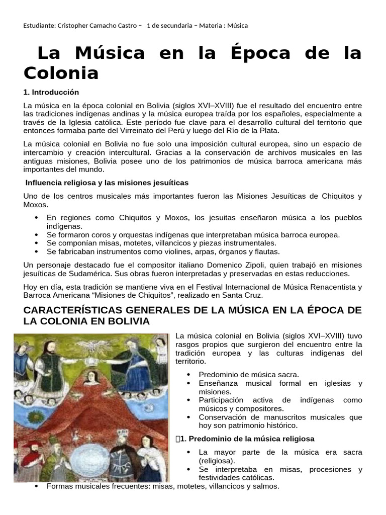 La Música en La Época de La Colonia | PDF | Instrumentos musicales ...