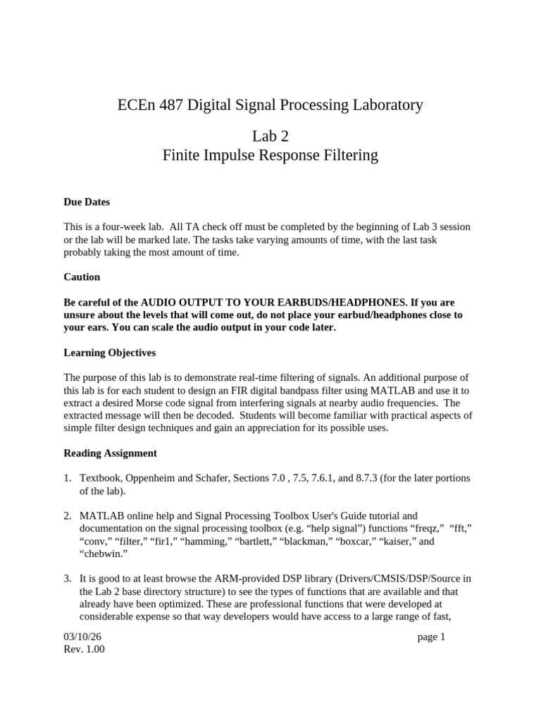 487_lab_2-2024-V1 | PDF | Filter (Signal Processing ...