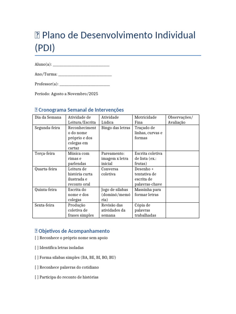 PDI Aluno | PDF