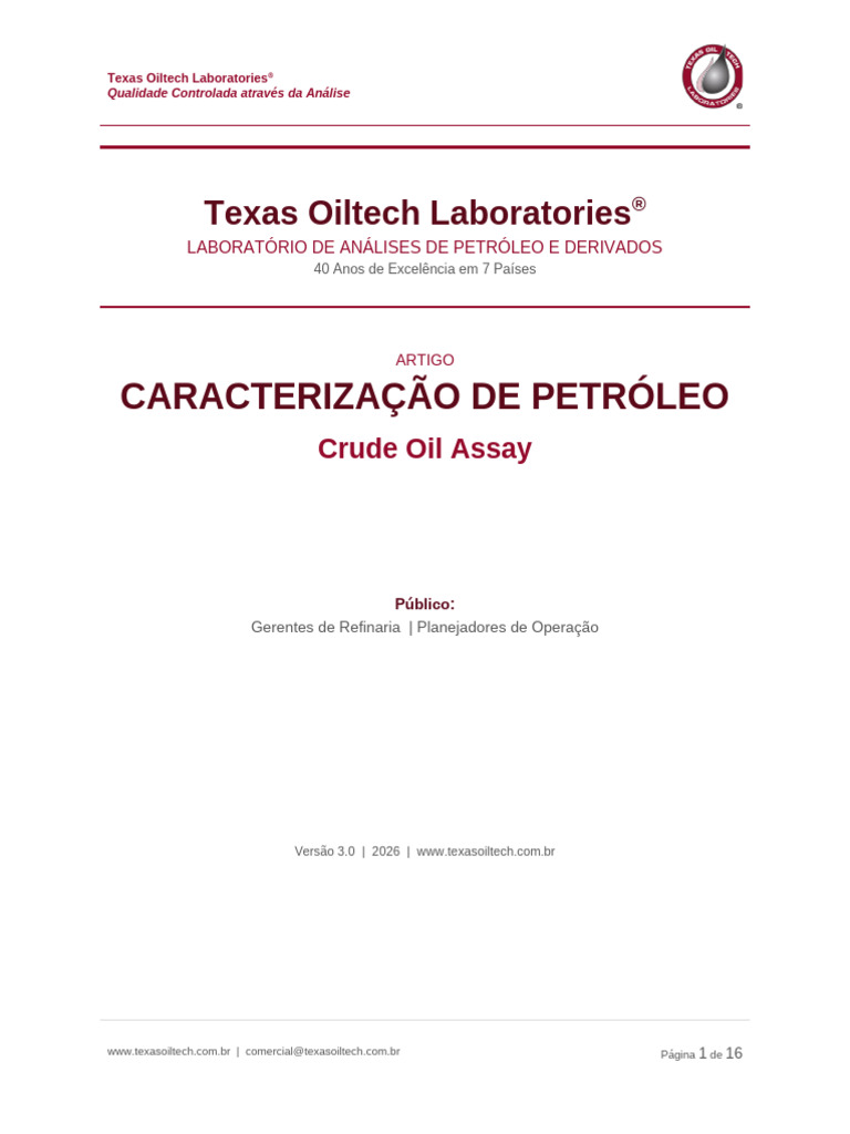 A03 - Crude Oil Assay Texas Oiltech v3 - Revisao 02 | PDF | Diesel ...