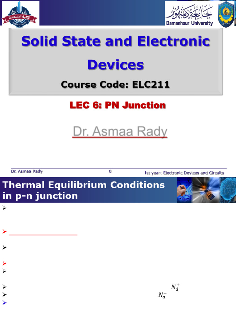 LEC_6_Solid_State | PDF | P–N Junction | Electric Current