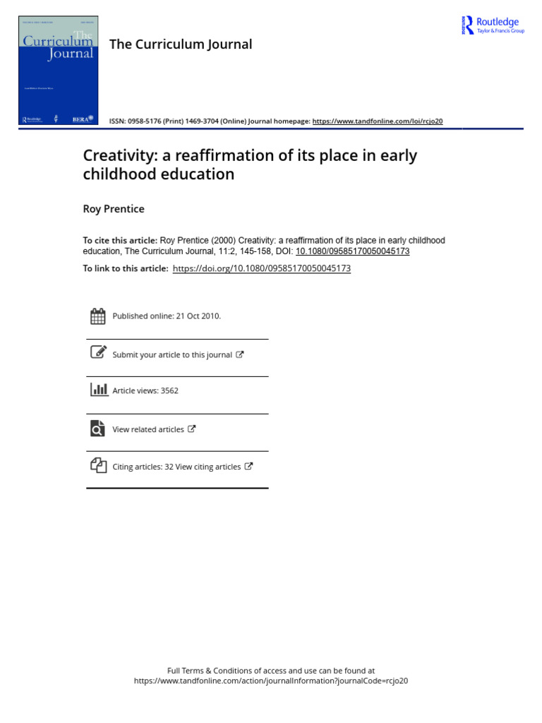 Creativity a Reaffirmation of Its Place in Early Childhood Education ...