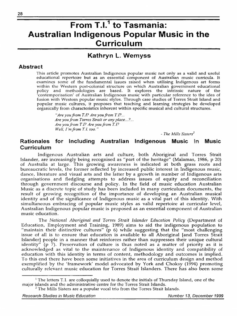 Australia Popular Music Curriulum | PDF | Indigenous Australians ...