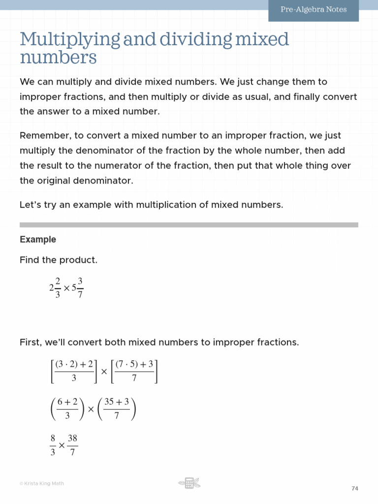 007 Multiplying and Dividing Mixed Numbers | PDF | Numbers | Division ...