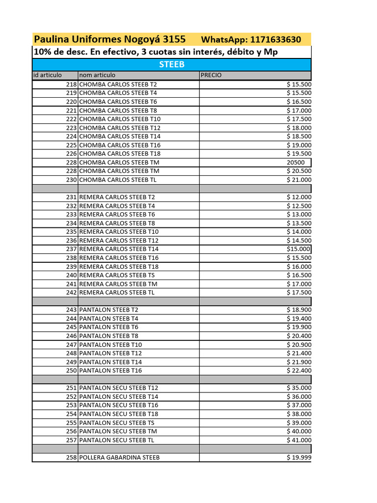 Lista de Precios Steeb | PDF