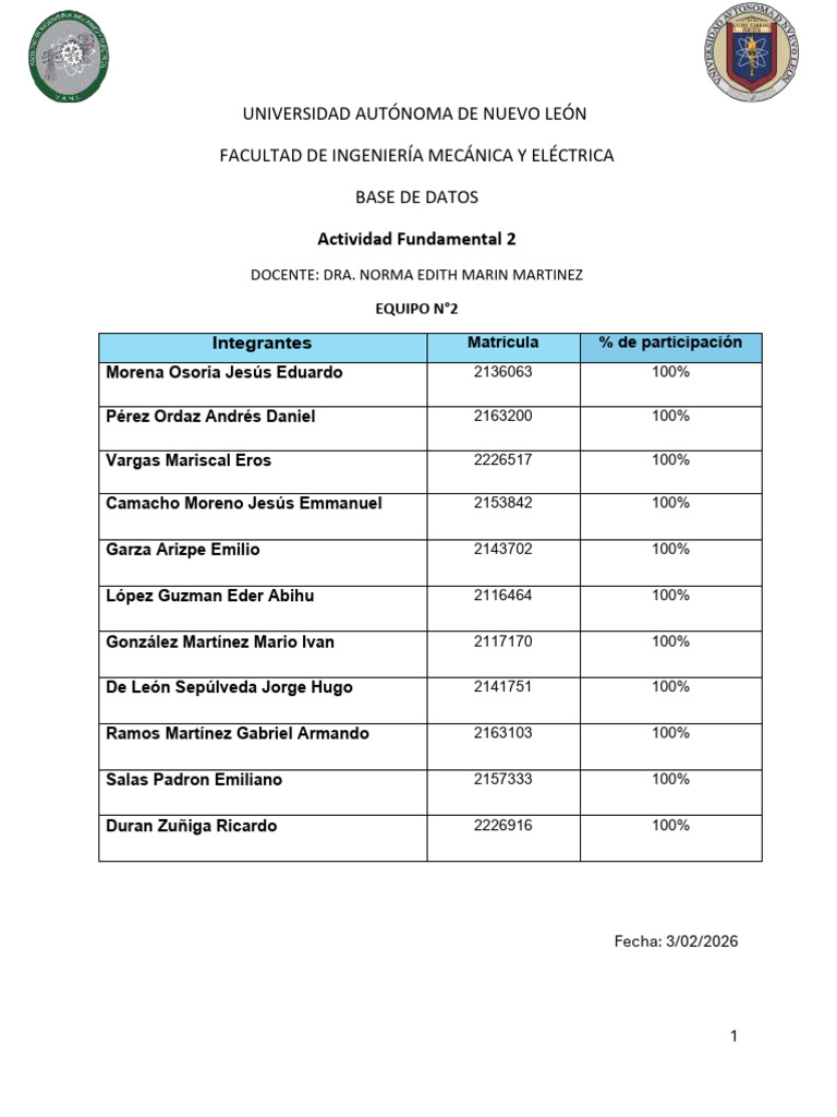 Af2 Eq2 BDD | PDF | Bases de datos | Datos