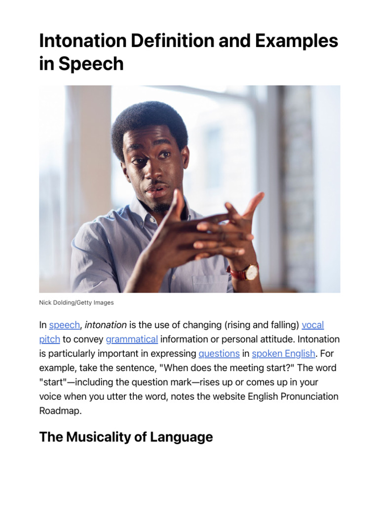 Intonation Definition and Examples in Speech | PDF | Human Voice ...