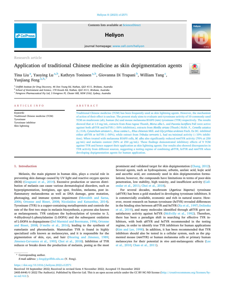 Effectiveness of TCM As Skin Depigmentation Agents | PDF | Buffer ...