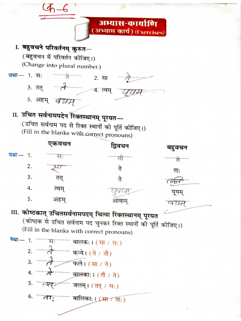 Class 6 Bookwork of Second Periodic+ Final Term of Sanskrit | PDF