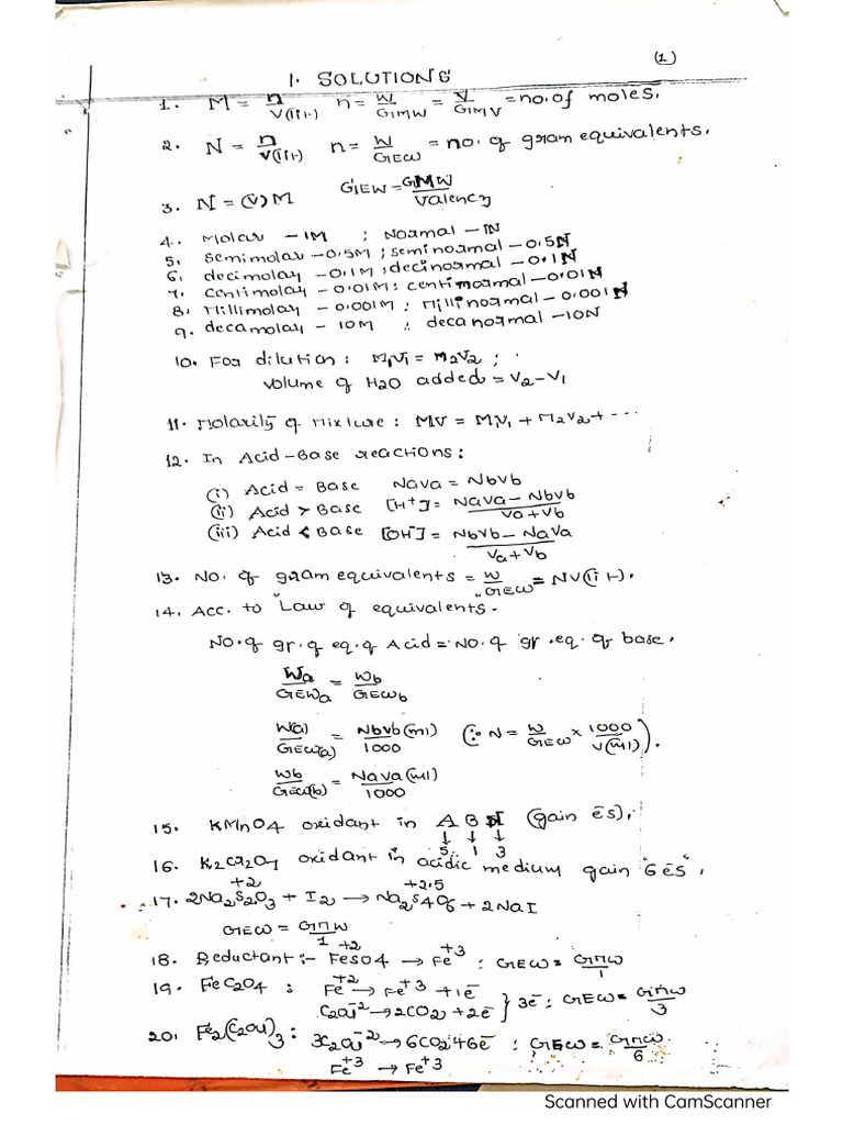 Solutions Formulas | PDF