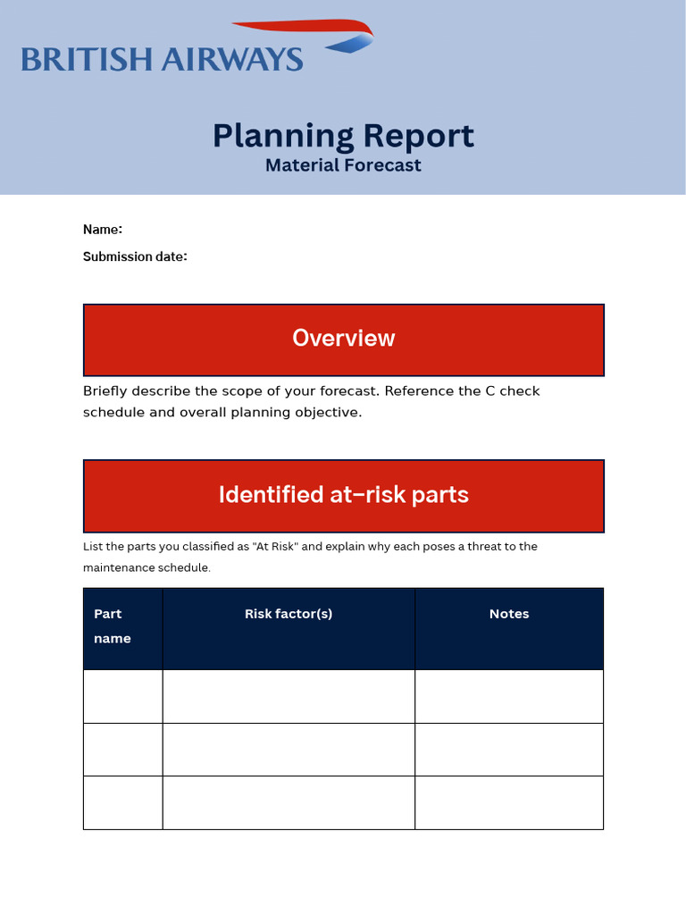 Planning Report Template - Task 2 | PDF