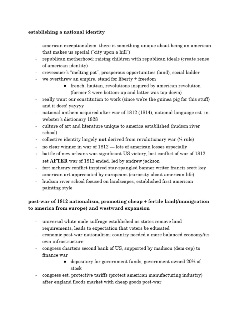 Apush Lecture Notes Unit 3 | PDF | Andrew Jackson | Whig Party (United ...