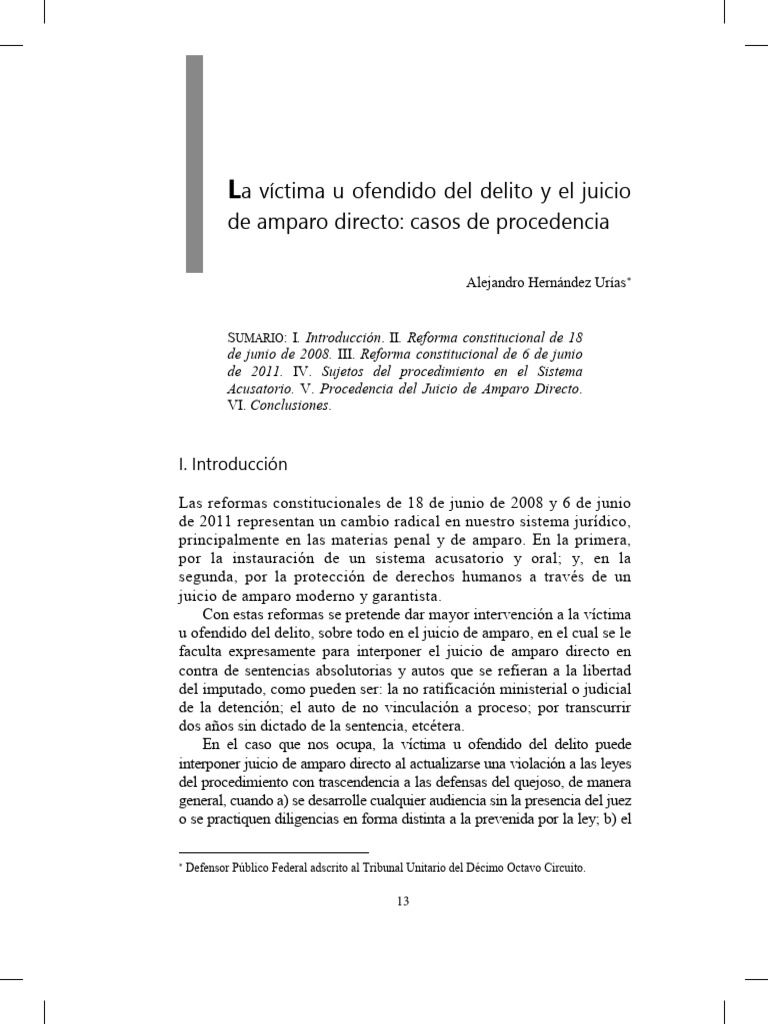 Amparo penal. Procedencia | PDF | Sentencia (ley) | Caso de ley
